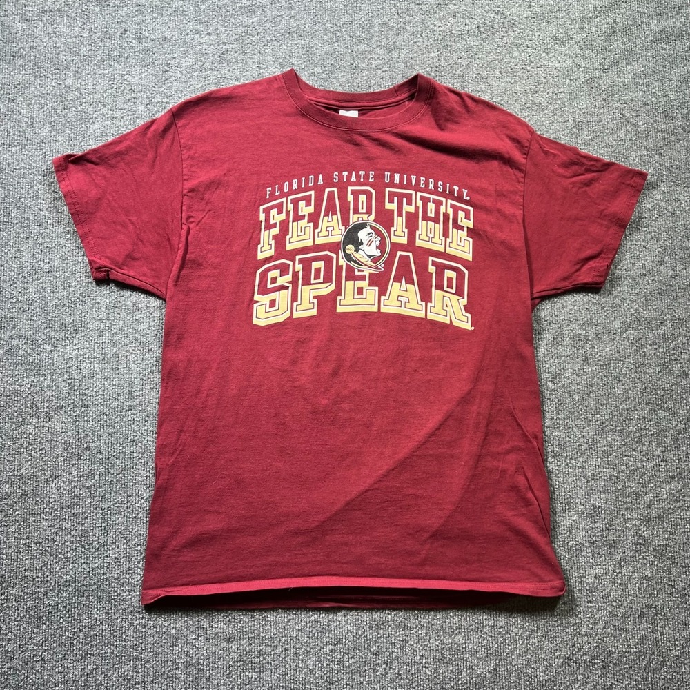 Hanes Florida State University T-Shirt Men' Large Red Fear The Spear Graphic Tee